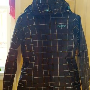 Black with multi-color lines winter ski jacket